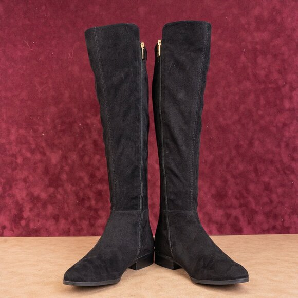 Michael Kors Women Black Fabric Vegan MK Logo OTK Fashion Boots sz 7 - Picture 2 of 10